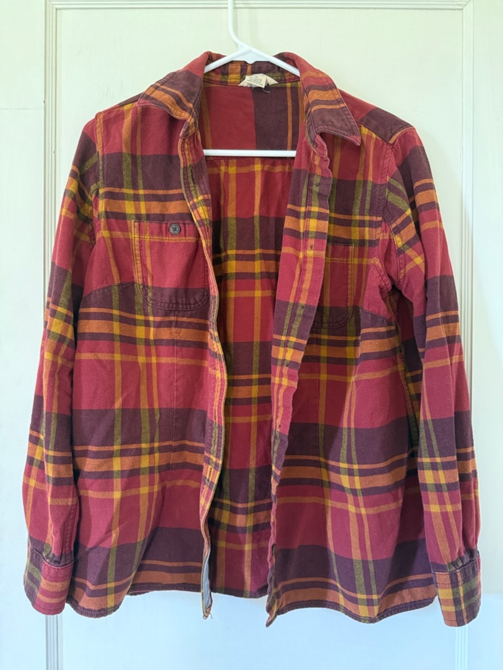 Duluth Trading Co Red Plaid Button-Front Shirt Jacket